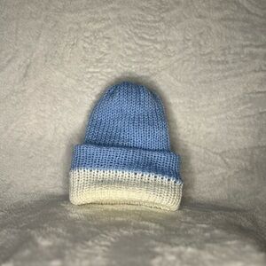 Blue and White Knitted Kids Beanie